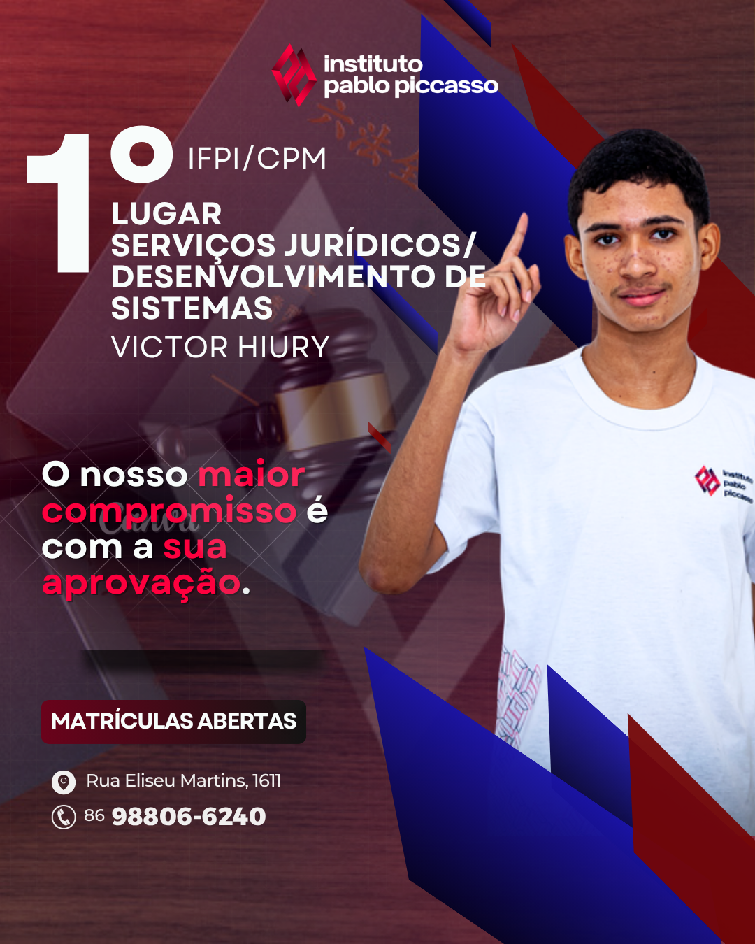 Aluno Victor Hiury aprovado no Instituto Federal