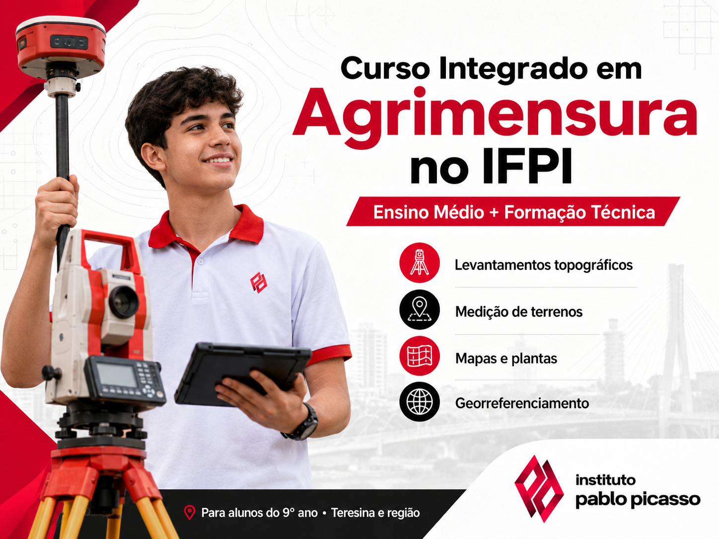 O que é o curso integrado ao Ensino Médio em Agrimensura no IFPI?