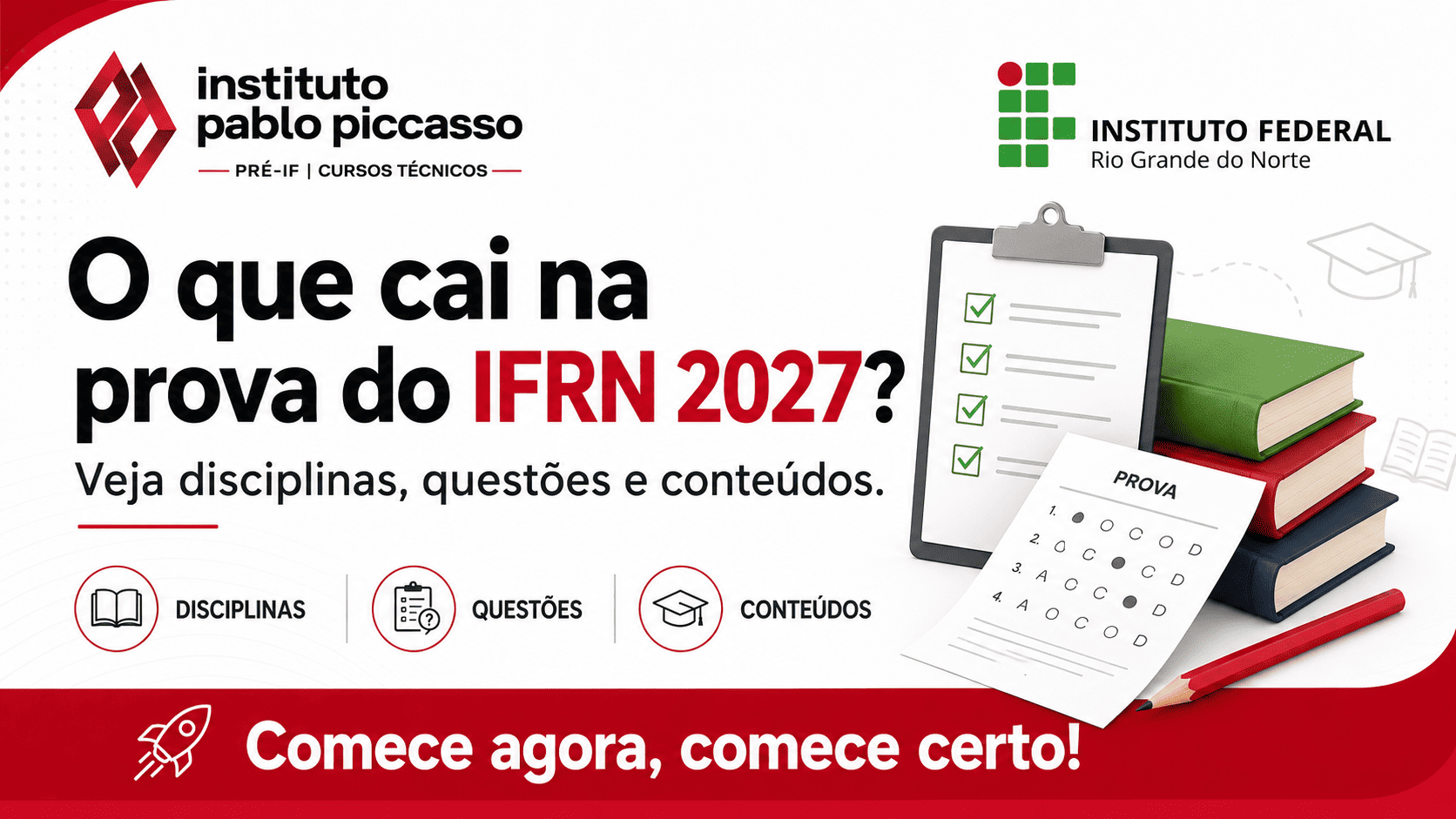 O que cai na prova do IFRN 2027? Veja disciplinas, questões e conteúdos