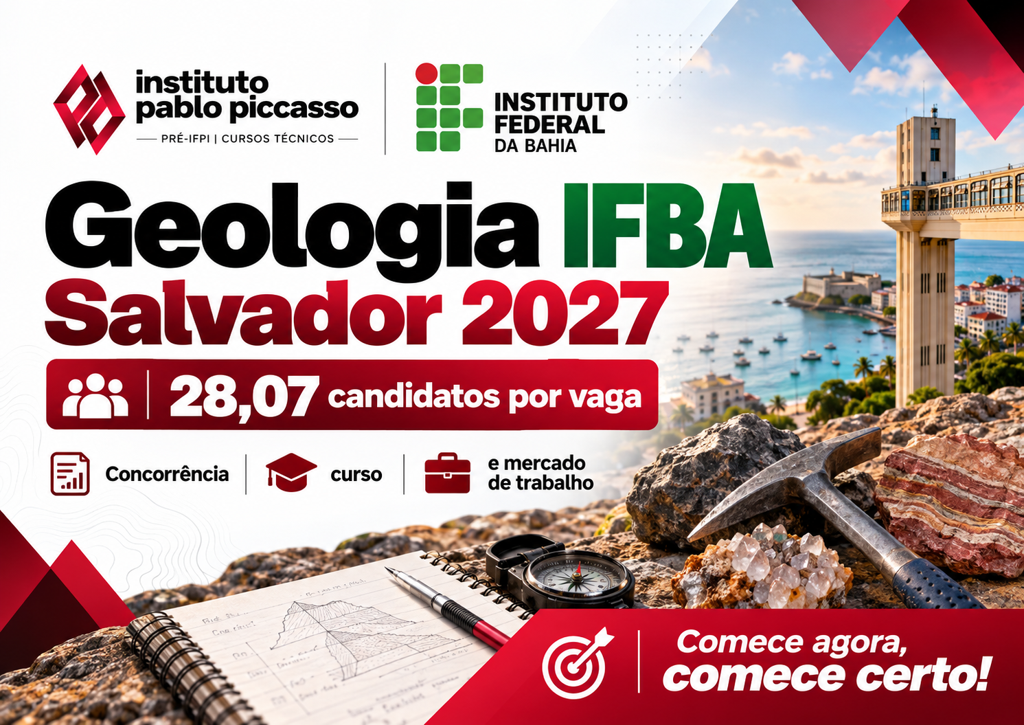 Geologia IFBA Salvador 2027: 28,07 candidatos por vaga, o que faz e onde trabalha