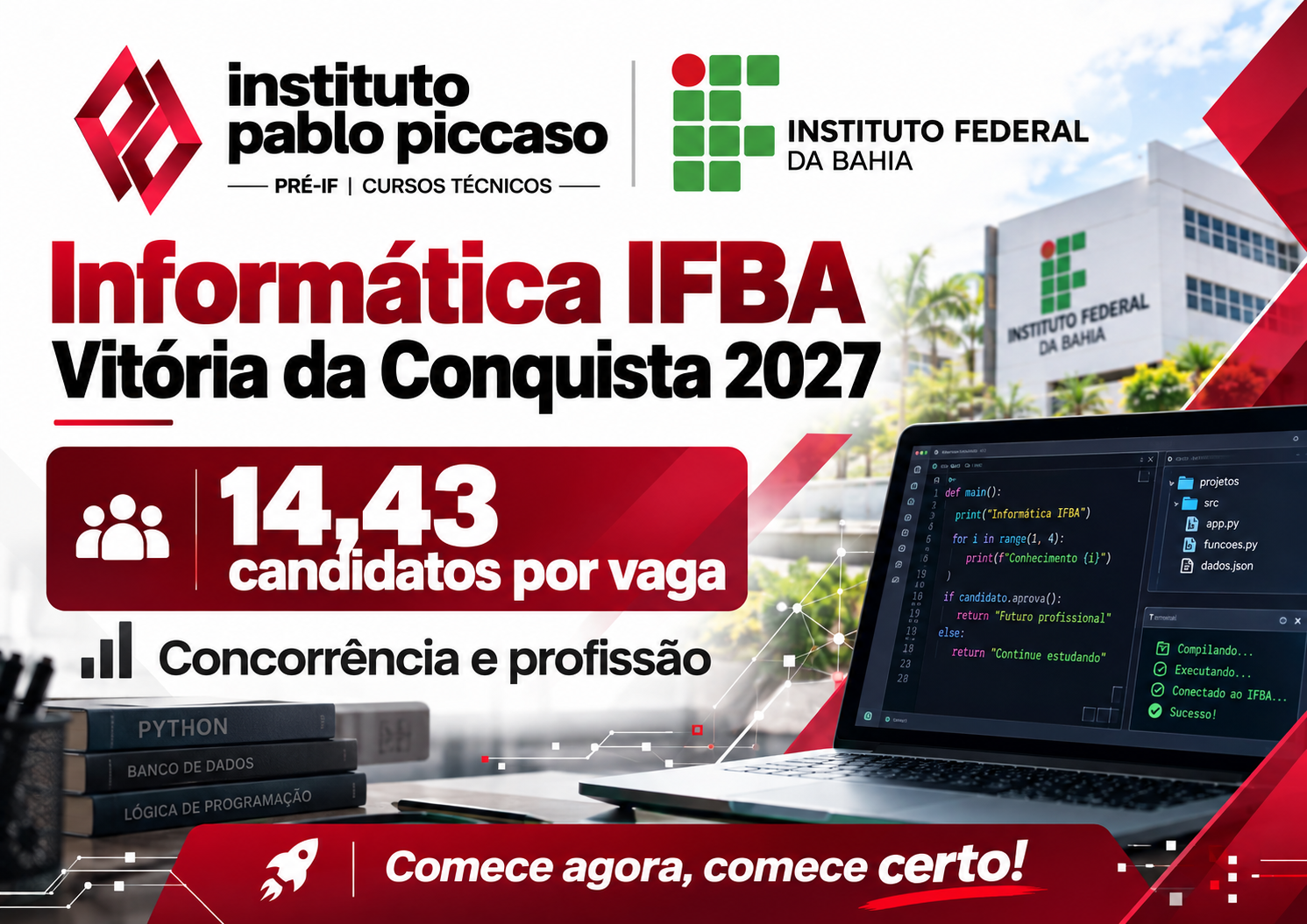 Informática IFBA Vitória da Conquista 2027: 14,43 candidatos por vaga