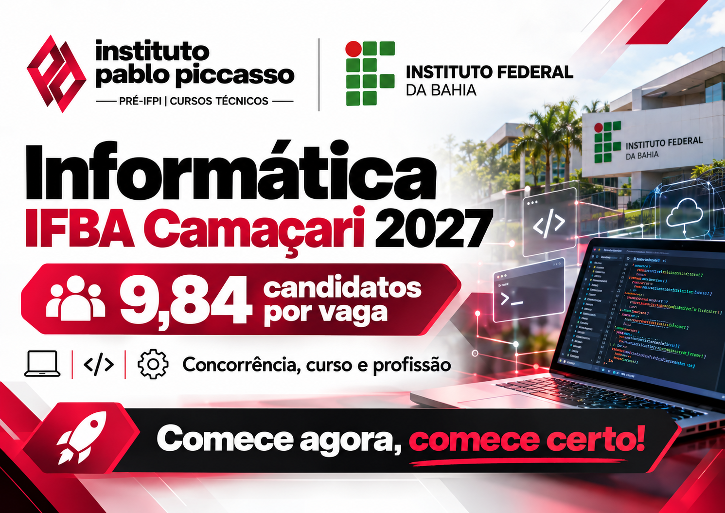 Informática IFBA Camaçari 2027: 9,84 candidatos por vaga